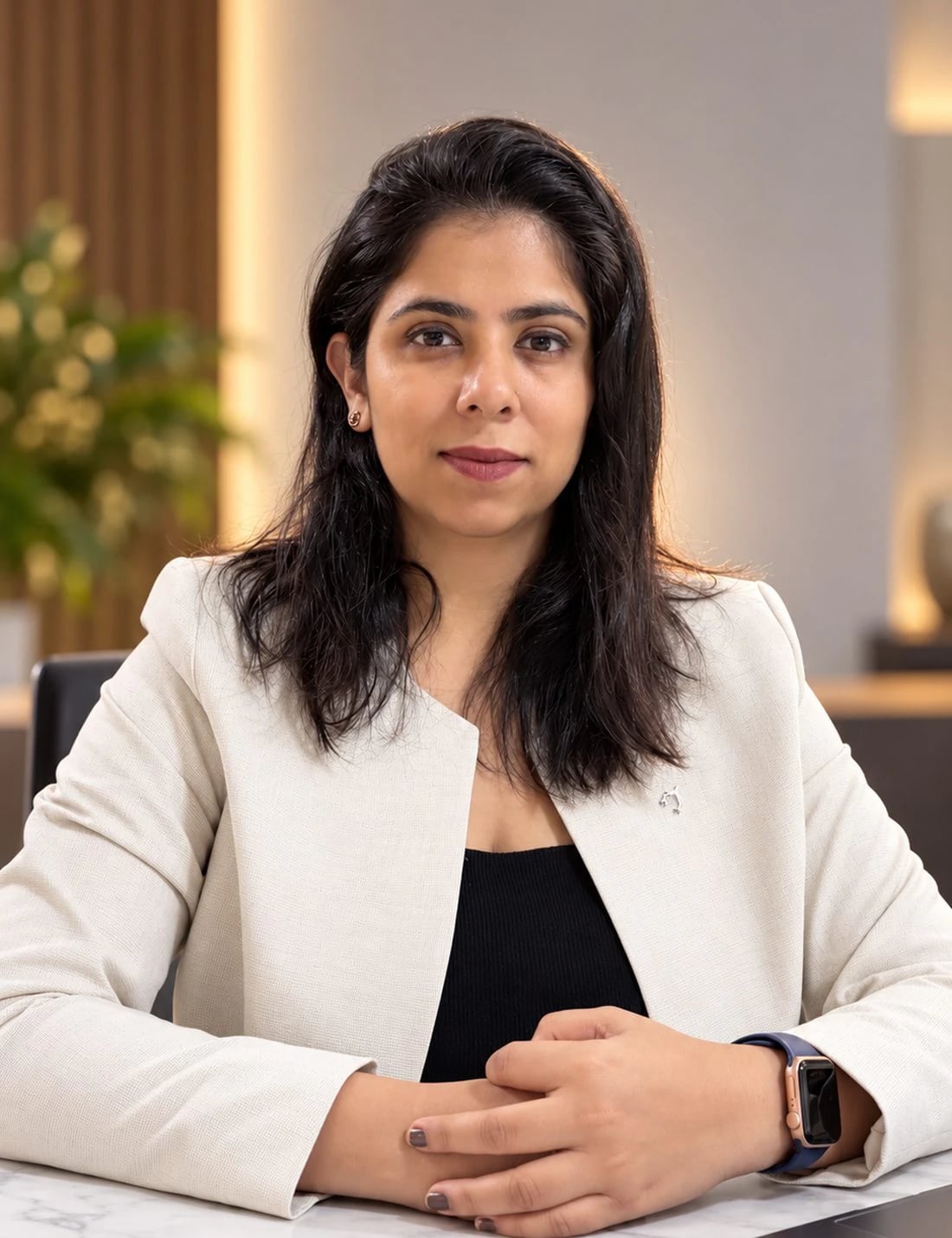 Chandni Sharma, founder of Devni Associates, at her desk